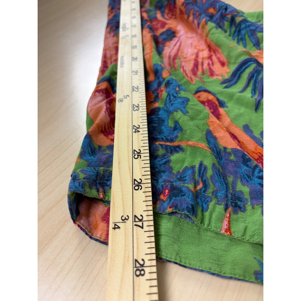 Anthropologie Tropical Bird Floral Smocked Wide Leg Pants Green Size S - Picture 10 of 12
